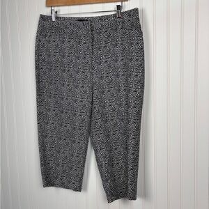 Rafaella Curvy Black White Leopard Womens Stretch Cropped Capri Pants Size 10P